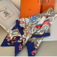 Top Quality Hermes 100% Silk Square Scarf 90x90cm H51614 Blue 2023