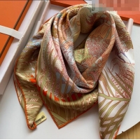 Reasonable Price Hermes 100% Silk Square Scarf 90x90cm H51602 Pink/Orange 2023