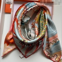 Promotional Hermes 100% Silk Square Scarf 90x90cm H51806 Orange 2023