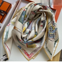 Low Price Hermes 100% Silk Square Scarf 90x90cm H51802 Beige 2023