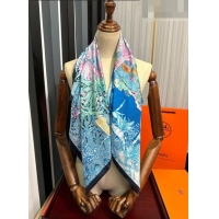 Good Quality Hermes Silk Sqaure Scarf 90x90cm 061307 Blue 2023