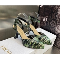 Top Grade Dior Pumps 8cm in Printed Leather Green 605025