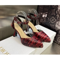 Luxurious Dior Pumps 8cm in Printed Leather Red 605026