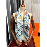 Top Quality Hermes Confort en Automobile Silk Sqaure Scarf 90x90cm H28020 Blue 2023