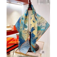 Super Quality Hermes Le Carnaval des Animaux Silk Sqaure Scarf 90x90cm H28022 Blue 2023