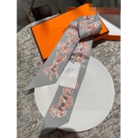 Pretty Style Hermes Twilly Silk Bandeau Scarf H71536 Grey 2023