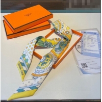 Super Quality Hermes Twilly Silk Bandeau Scarf H71808 Yellow 2023