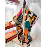 New Design Hermes Parade en Fanfare Detail Scarf 90x90cm H1904 Orange 2023