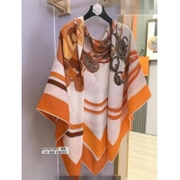 Top Grade Hermes Cashmere & Silk Sqaure Shawl 140cm H082203 Orange 2023