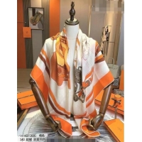 Top Grade Hermes Cashmere & Silk Sqaure Shawl 140cm H082203 Orange 2023