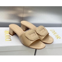 Perfect Dior Day Heel Slide Sandals 4.5cm in Nude Patent Calfskin 605083