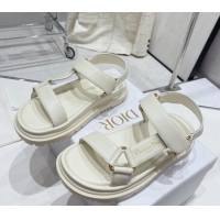 Best Product Dior D-Wave Strap Sandals in White Lambskin 606001