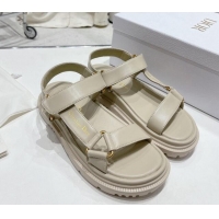 Good Looking Dior D-Wave Strap Sandals in Beige Lambskin 606002