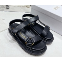 Good Product Dior D-Wave Strap Sandals in Black Lambskin 606004