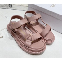 Popular Style Dior D-Wave Strap Sandals in Powder Pink Lambskin 606005