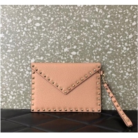 Famous Brand VALENTINO GARAVANI ROCKSTUD Clutch 0P87 pink