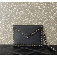 Top Grade VALENTINO GARAVANI ROCKSTUD Clutch 0P87A black