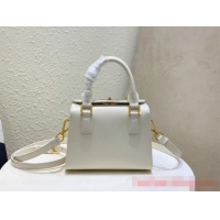 Top Quality DIOR MEDIUM BOSTON BAG Box Calfskin M8675 White