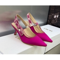 Sumptuous Dior J'Adior Slingback Pumps 6.5cm in Rani Pink Embroidered Satin and Cotton 606036