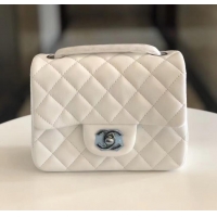 ​Buy Discount Chanel Quilted Lambskin Mini Flap Bag A35200 White/Silver