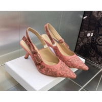 Low Price Dior J'Adior Slingback Pumps 6.5cm in Pink Multicolor Embroidered Cotton with Toile de Jouy Sauvage Motif 6060