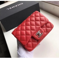 Top Quality Chanel Quilted Lambskin Mini Flap Bag A35200 Red/Silver