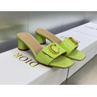 Good Looking Dior C'est Dior Heeled Slide Sandals 4.5cm in Green Patent Calfskin with CD Letters 606080