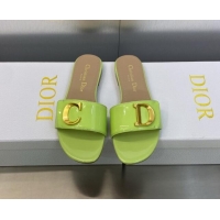 Luxury Dior C'est Dior Flat Slide Sandals in Green Patent Calfskin with CD Letters 606081