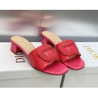 Trendy Design Dior Day Heel Slide Sandals 3.5cm in Patent Leather Pink 620030