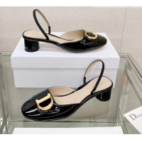 Fashion Luxury Dior C'est Dior Slingback Pumps 3.5cm in Patent Calfskin Black 620036