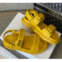 Grade Dior DiorAct Calfskin Flat Strap Sandals Yellow 362021