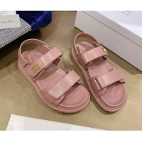 Stylish Dior DiorAct Calfskin Flat Strap Sandals Pink 362008