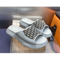 Purchase Dior H-Town Slide Sandals in Rubber with Dior Oblique Jacquard Light Grey 0711002