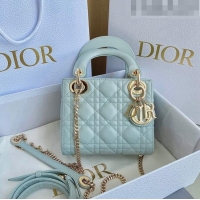 Low Cost Dior Mini Lady Dior Bag in Placid Blue Cannage Lambskin CD8052 2023