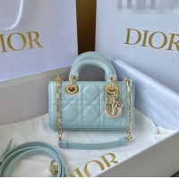 Inexpensive Dior Lady D-Joy Micro Bag in Placid Blue Cannage Lambskin CD8055 2023