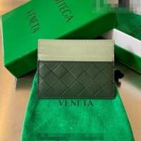 Promotional Bottega Veneta Intrecciato Leather Credit Card Case 749449 Dark Green/ Travertine 2023