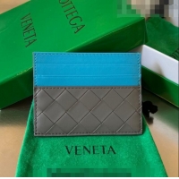 Super Quality Bottega Veneta Intrecciato Leather Credit Card Case 749449 Lightning Grey/Pool Blue 2023