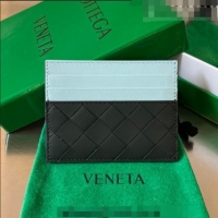 Top Design Bottega Veneta Intrecciato Leather Credit Card Case 749449 Dark Green/Light Blue 2023