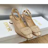 Top Design Dior Day Pumps in Patent Leather with Silver Heel 3.5cm Nude 711012