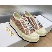 Pretty Style Dior Walk'n'Dior Platform Sneakers in Nude Embroidered Cotton with Toile de Jouy Sauvage Motif 711013