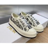 Top Grade Dior Walk'n'Dior Platform Sneakers in Black and White Embroidered Cotton with Toile de Jouy Voyage Motif 71101