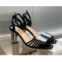 Luxurious Dior La Parisienne Heeled Sandals 8.5cm in Patent Leather Black 718083