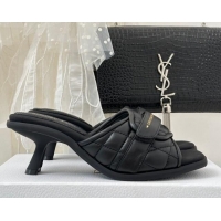 Hot Style Dior Foldover Heel Slide Sandals 6.5cm in Cannage Lambskin Black 724068