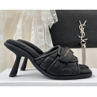 Stylish Luxury Dior Foldover Heel Slide Sandals 8cm in Cannage Lambskin Black 724070