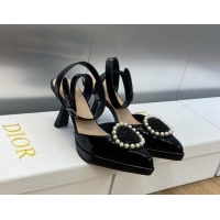 Cheap Price Dior Rose Pumps 8cm in Patent Leather Black 724078