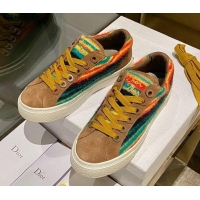 Hot Style Dior Tears B33 Sneakers in Yellow Multicolor Fur and Brown Suede 831050