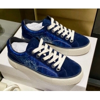 Sumptuous Dior x Denim Tears Sneakers in Oblique Fabric and Suede Dark Blue 831052