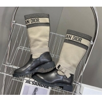 Purchase Dior D-Major Medium Boots in Fabric and Calfskin Light Beige D09021