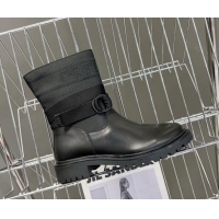 Good Quality Dior D-Major Ankle Boots in Fabric and Calfskin All Black 902015