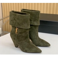 Classic Specials Saint Laurent Nike Ankle Boots in Suede and Monogram 8.5cm Green 091158